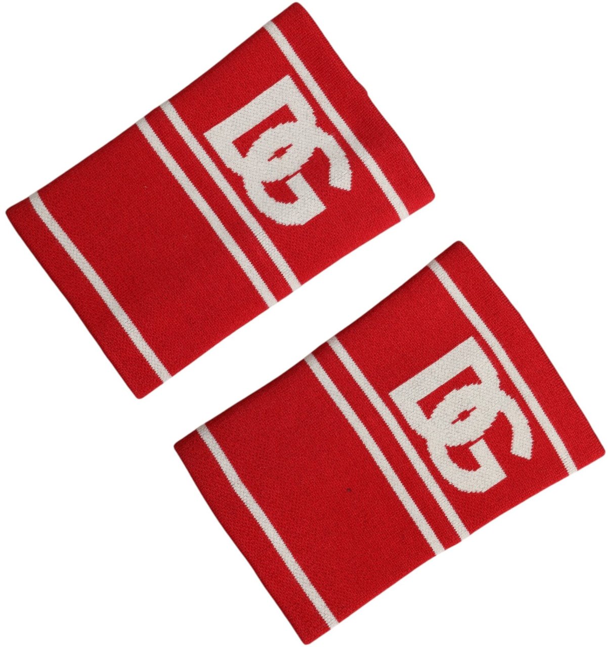 Dolce & Gabbana Red White DG Logo Cotton 1 Pair One SIze Wristband Wit