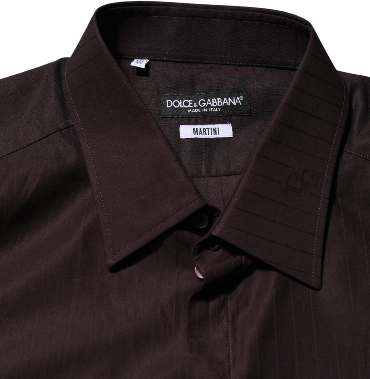 Dolce & Gabbana Brown Cotton LongSleeve MARTINI Dress  Shirt Bruin