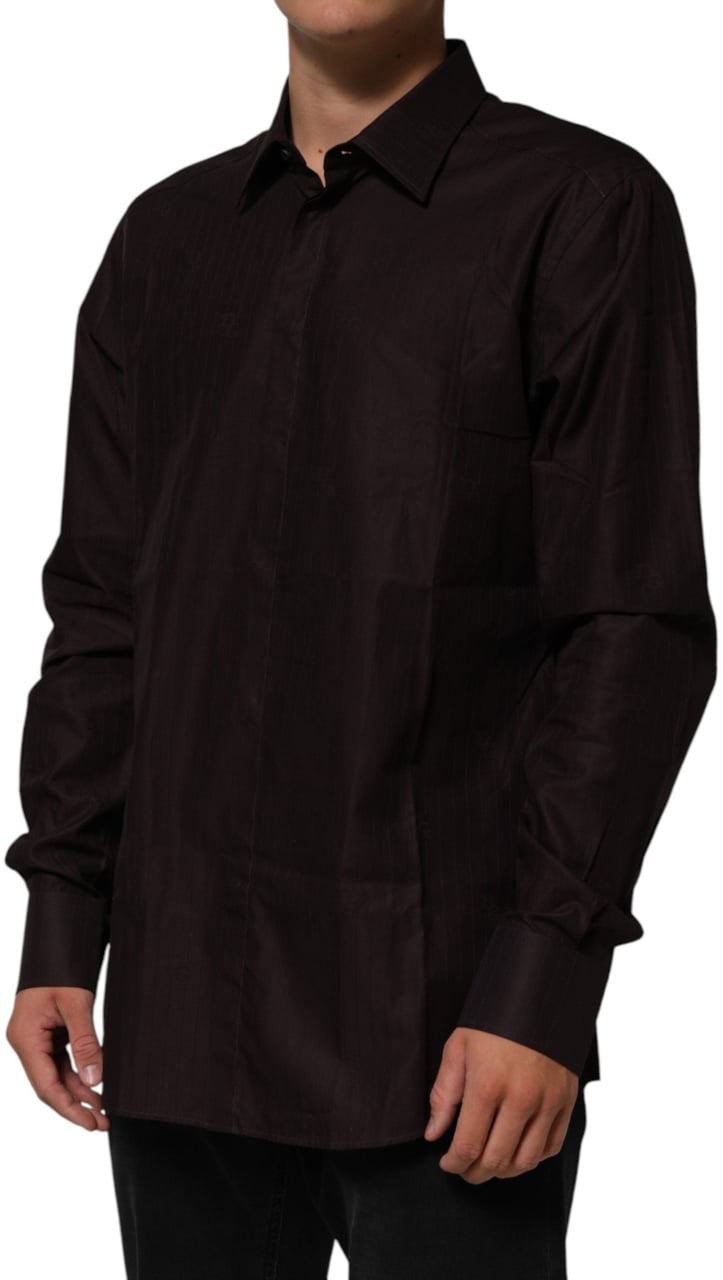 Dolce & Gabbana Brown Cotton LongSleeve MARTINI Dress  Shirt Bruin