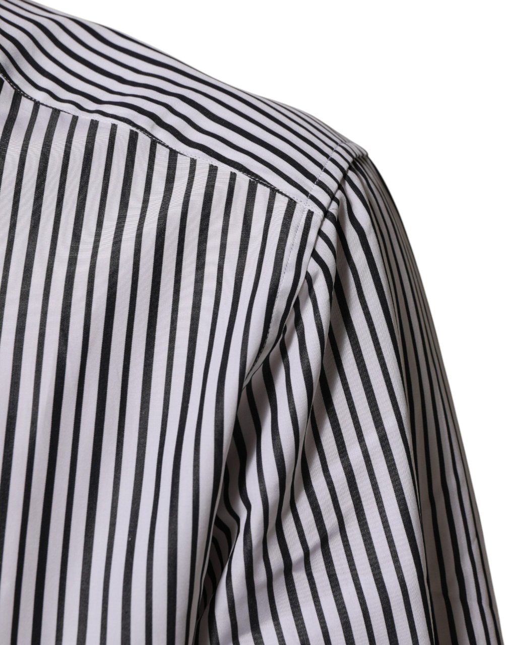 Dolce & Gabbana Black White Stripes Men GOLD Dress Shirt Zwart