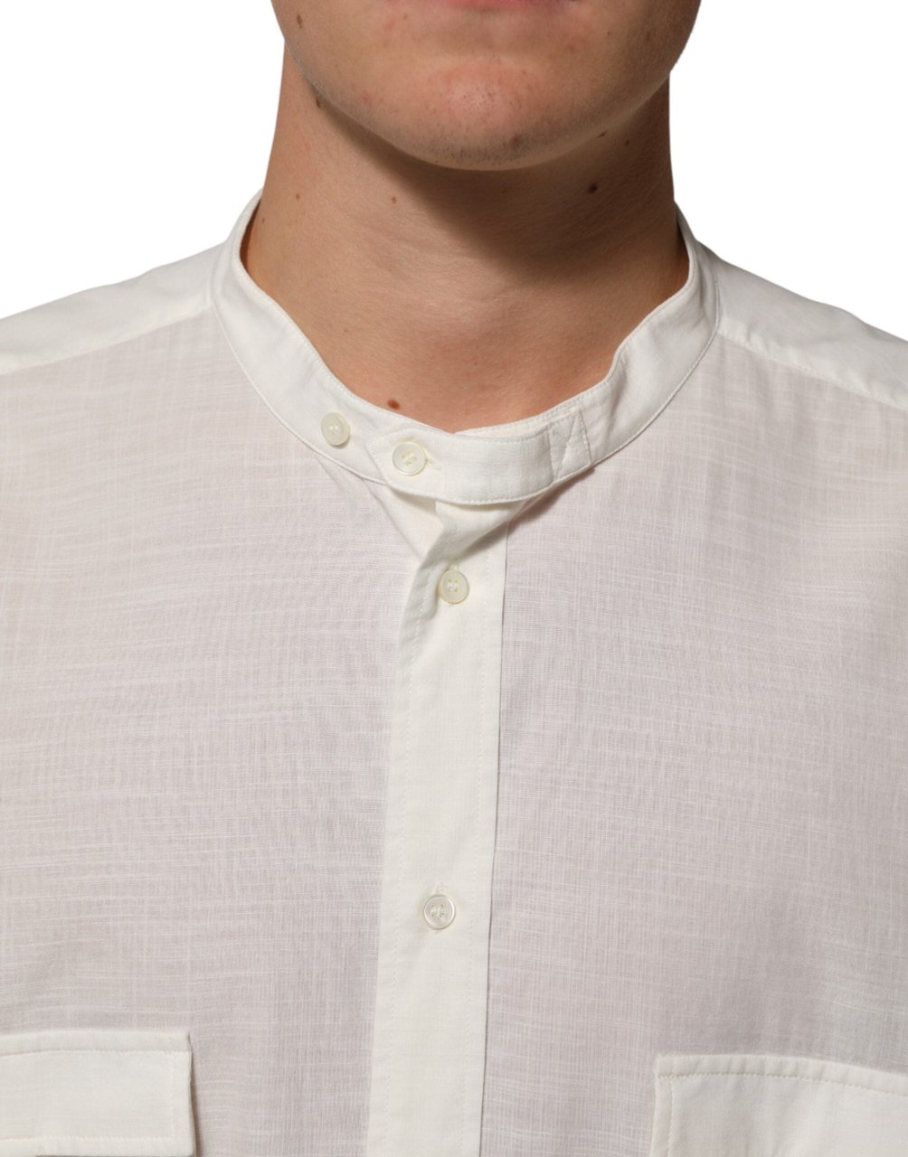 Dolce & Gabbana White Cotton Floral Print Button Down Shirt Wit