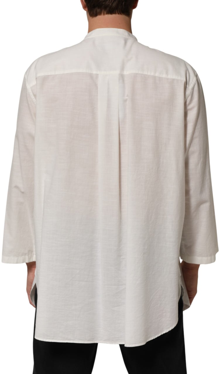 Dolce & Gabbana White Cotton Floral Print Button Down Shirt Wit