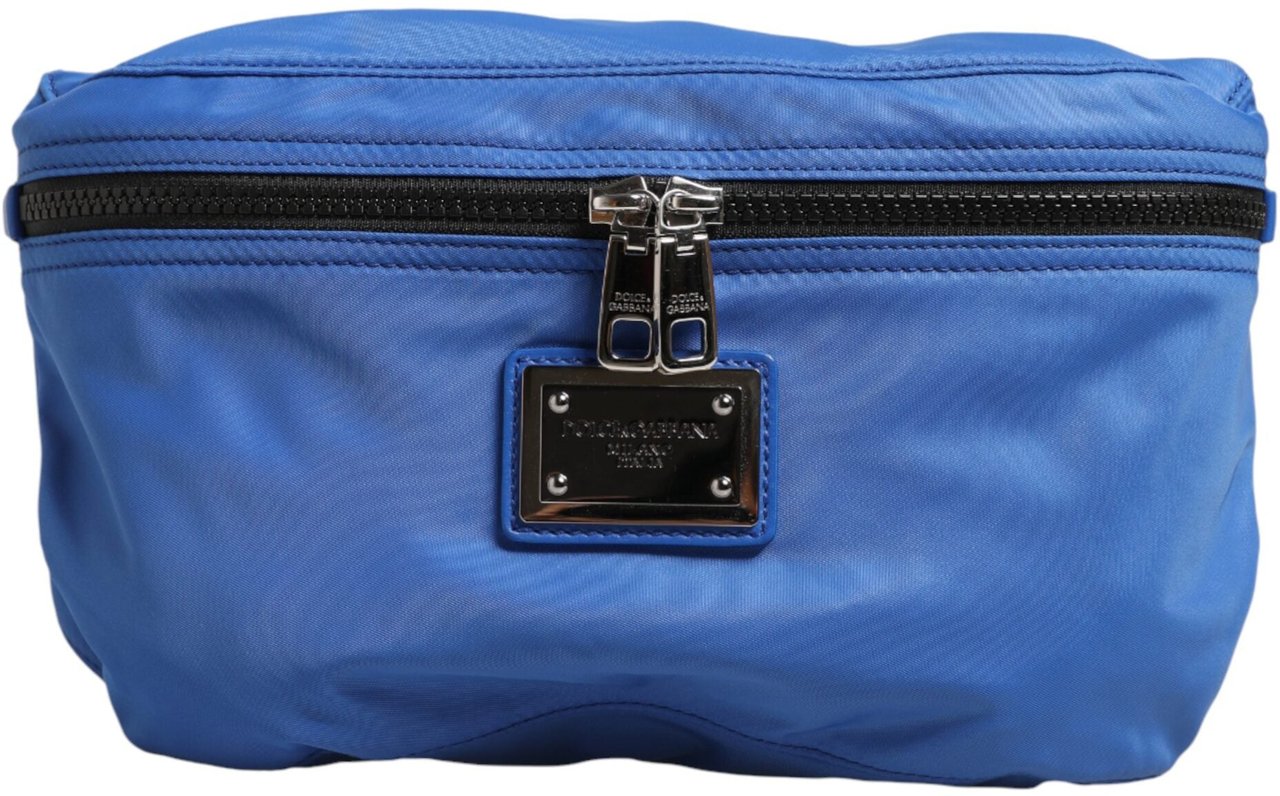 Dolce & Gabbana Blue Logo Plaque Nylon Waist Fanny Pack Men's Borse Bag Bruin
