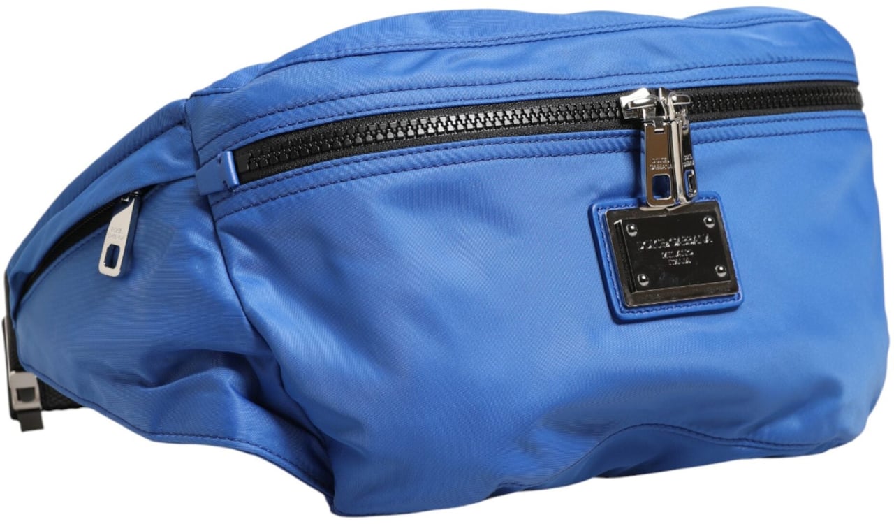 Dolce & Gabbana Blue Logo Plaque Nylon Waist Fanny Pack Men's Borse Bag Bruin