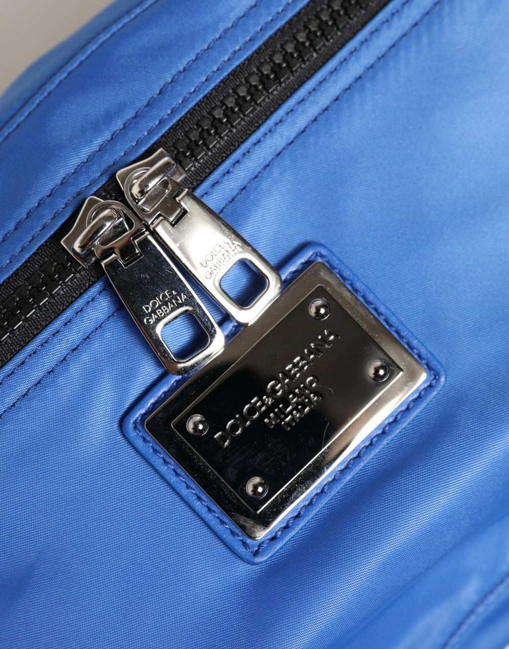 Dolce & Gabbana Blue Logo Plaque Nylon Waist Fanny Pack Men's Borse Bag Bruin