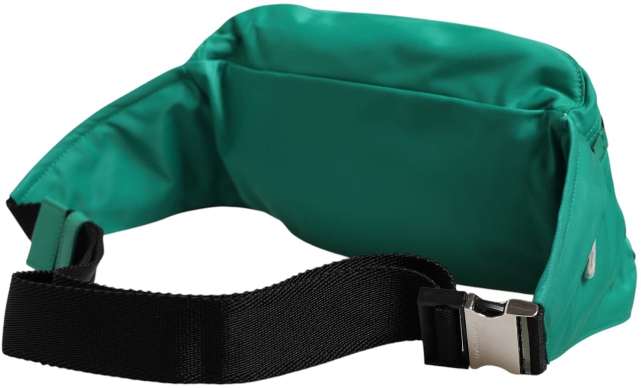 Dolce & Gabbana Green Logo Plaque Nylon Waist Fanny Pack Men's Borse Bag Zwart
