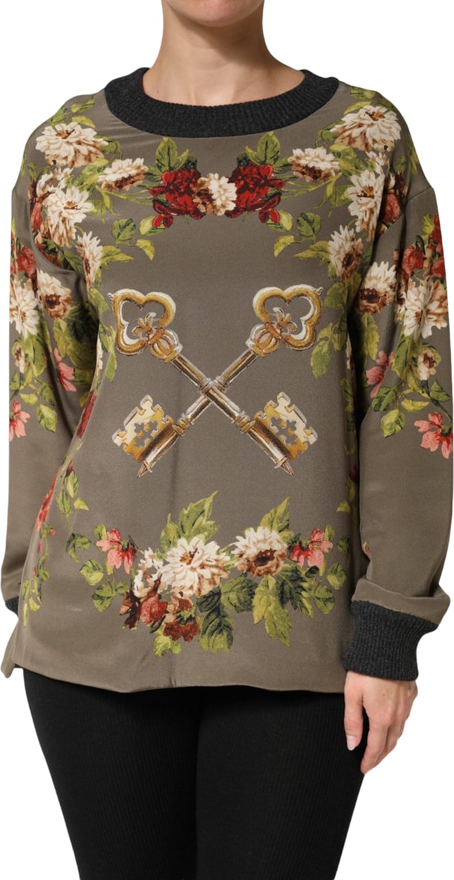 Dolce & Gabbana Enchanted Sicily Silk Crewneck Blouse Sweater Divers