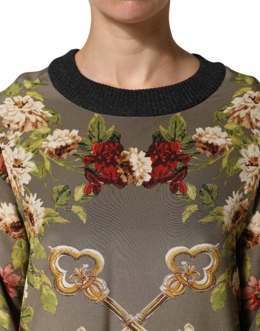 Dolce & Gabbana Enchanted Sicily Silk Crewneck Blouse Sweater Divers