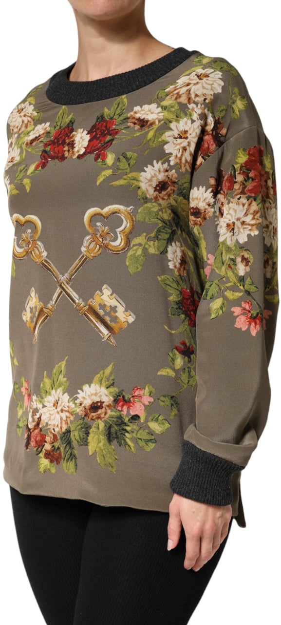 Dolce & Gabbana Enchanted Sicily Silk Crewneck Blouse Sweater Divers