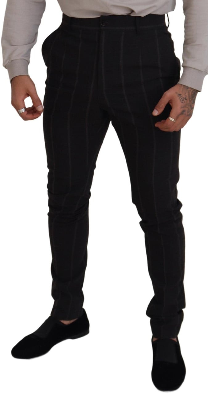 Dolce & Gabbana Black Wool Chino Formal Men Pants Zwart