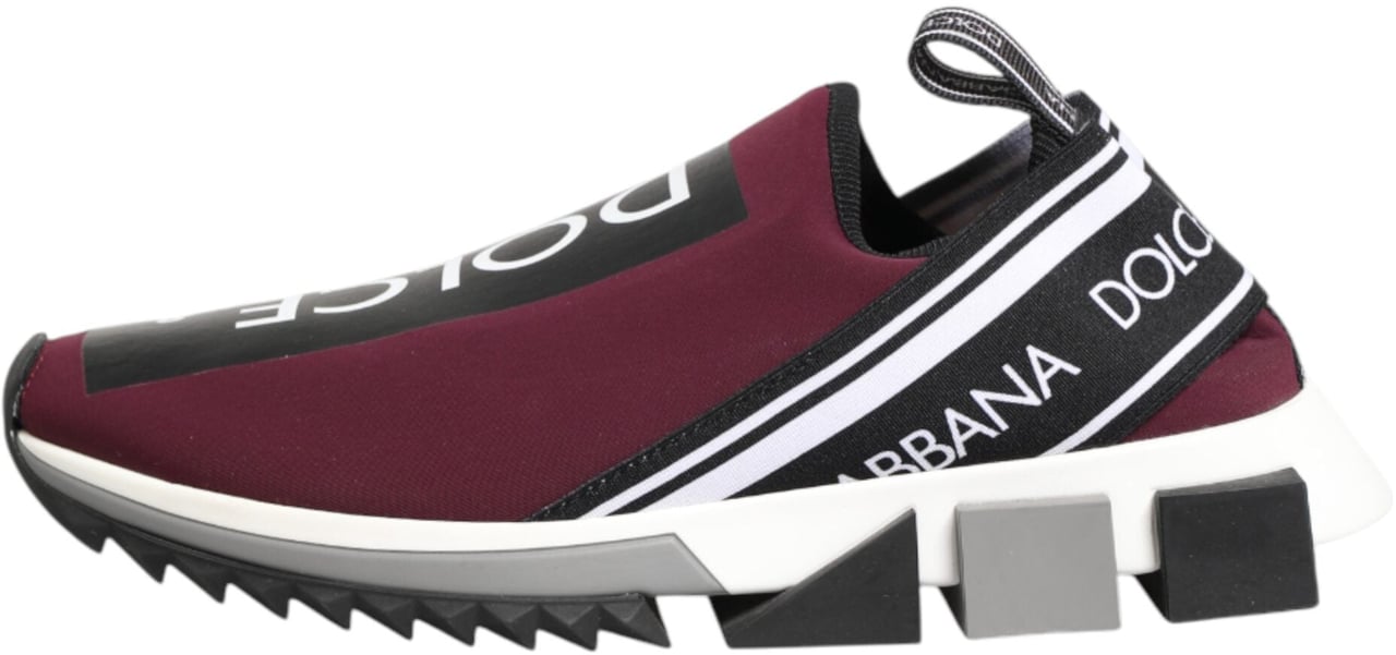 Dolce & Gabbana Maroon Slip On Sorrento Men Sneakers Shoes Maroon