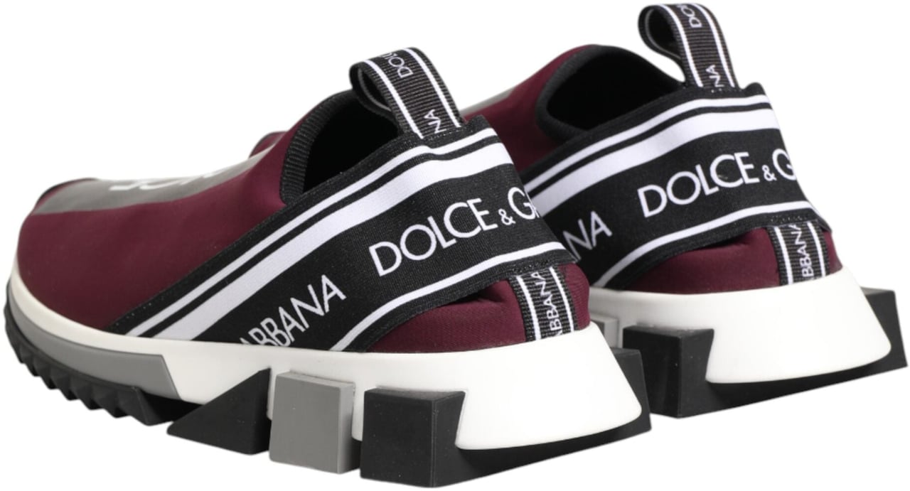 Dolce & Gabbana Maroon Slip On Sorrento Men Sneakers Shoes Maroon