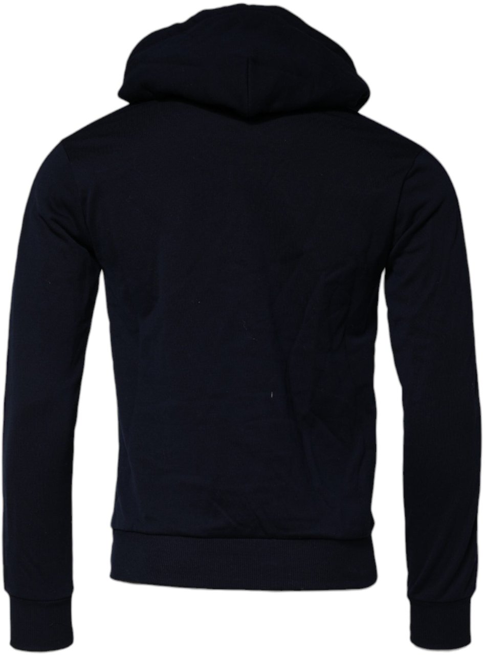 Dolce & Gabbana Black Crown Cotton Hooded Sweatshirt Sweater Zwart