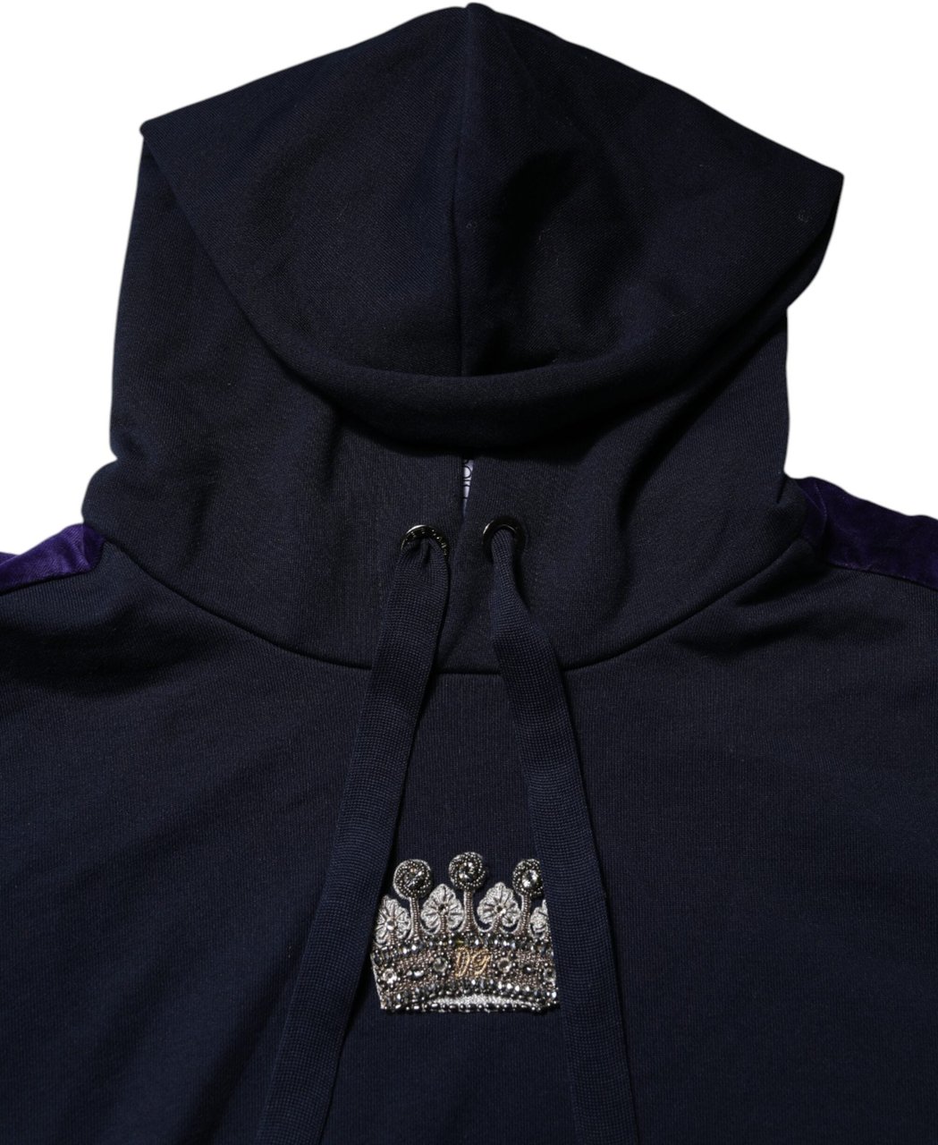 Dolce & Gabbana Black Crown Cotton Hooded Sweatshirt Sweater Zwart