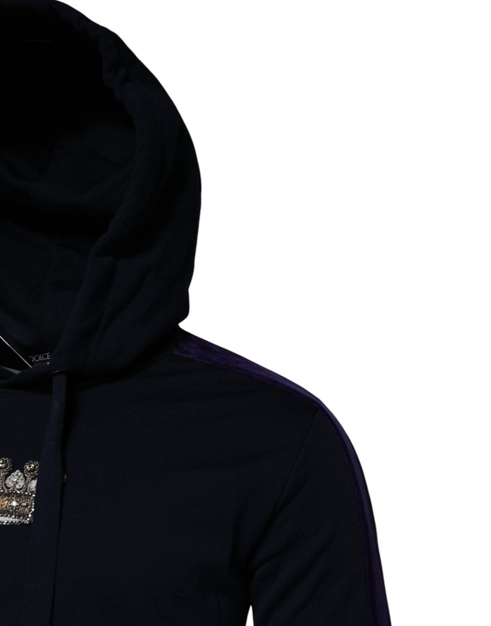 Dolce & Gabbana Black Crown Cotton Hooded Sweatshirt Sweater Zwart