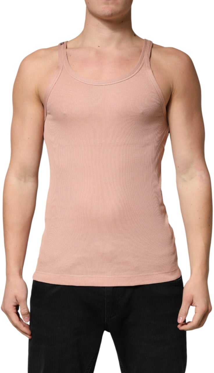 Dolce & Gabbana Pink Sleeveless Round Neck Tank Top T-shirt Roze