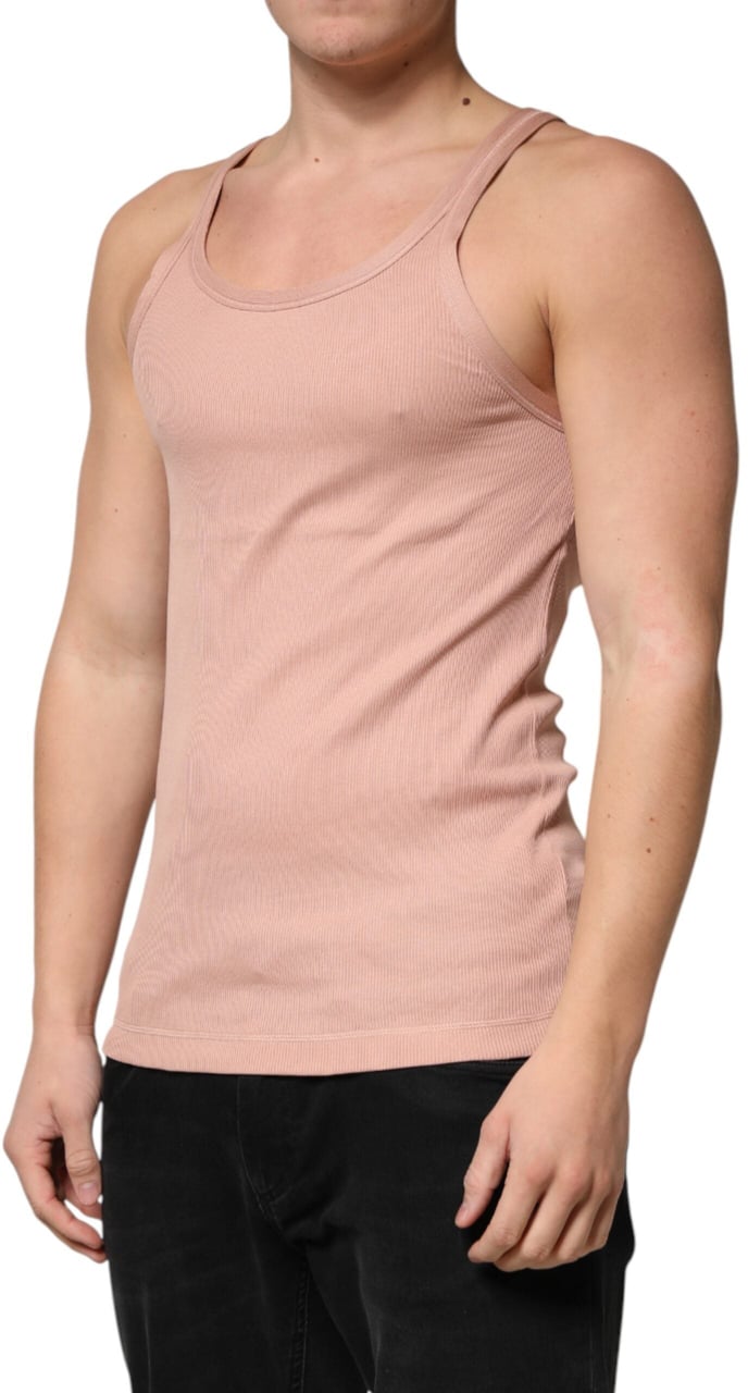 Dolce & Gabbana Pink Sleeveless Round Neck Tank Top T-shirt Roze