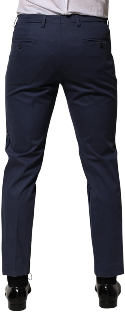Dolce & Gabbana Blue Cotton Tapered Men Formal Trousers Pants Blauw