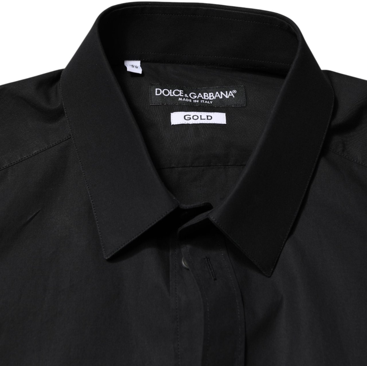 Dolce & Gabbana Black GOLD Cotton Men Dress Formal Shirt Zwart