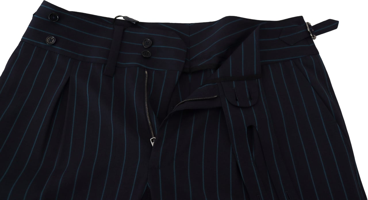 Dolce & Gabbana Blue Striped Men Formal Pants Blauw