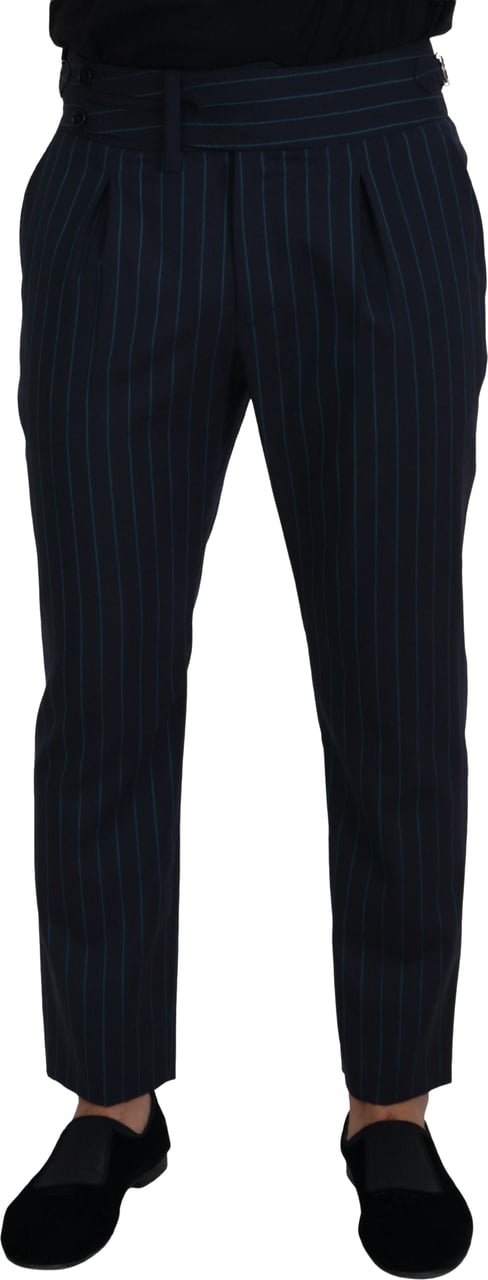 Dolce & Gabbana Blue Striped Men Formal Pants Blauw