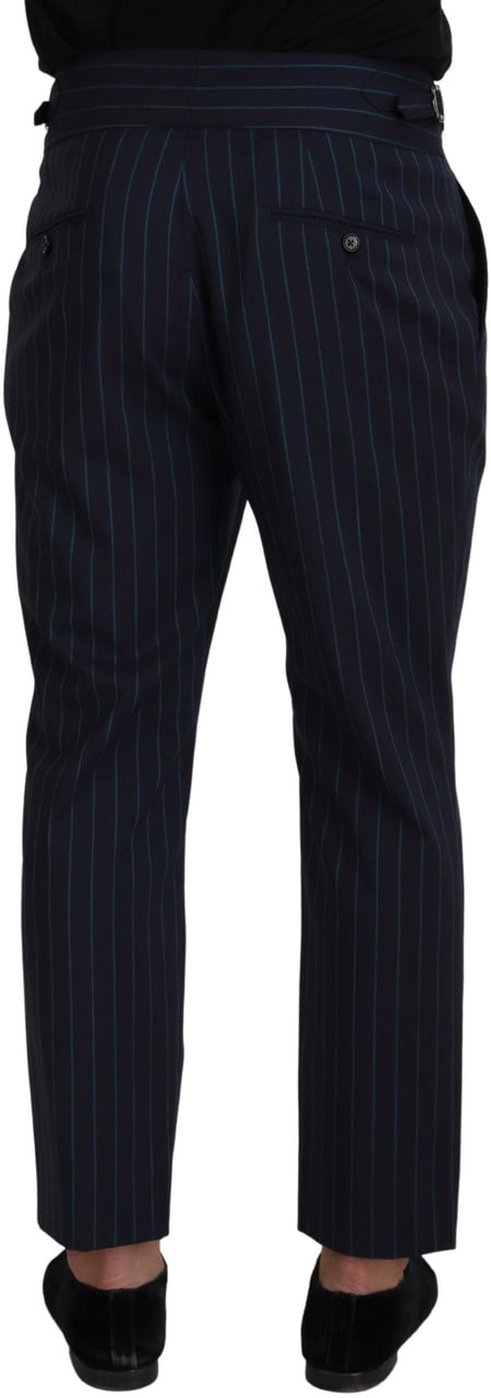 Dolce & Gabbana Blue Striped Men Formal Pants Blauw