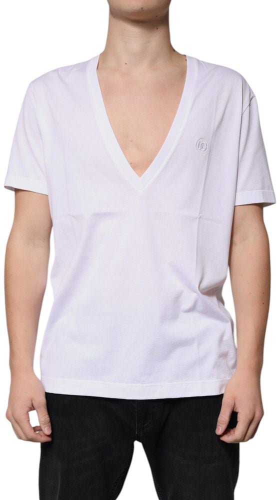 Dolce & Gabbana White Cotton T-Shirt Bruin