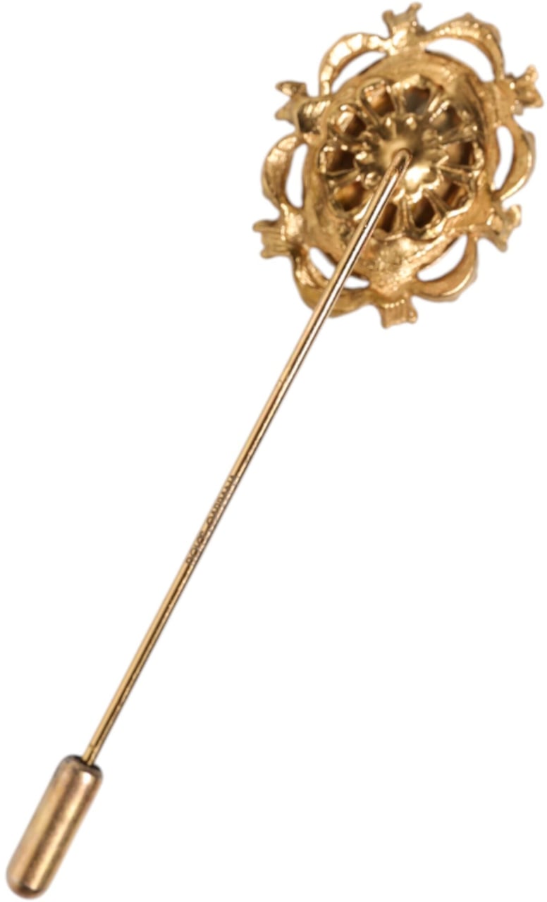 Dolce & Gabbana Gold Tone Green Stone Antique Men Accessory Brooch Pin Goud