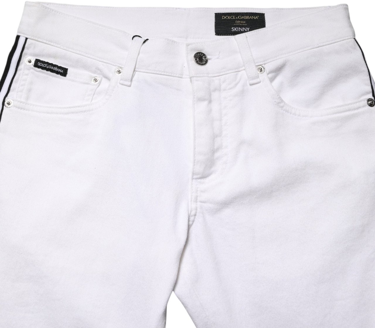 Dolce & Gabbana White Cotton Stretch Skinny Men Denim Jeans Wit