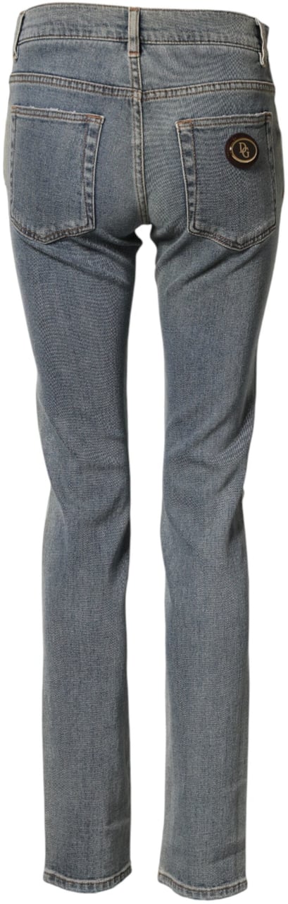 Dolce & Gabbana Blue Two Tone Cotton Men Skinny Denim Jeans Blauw