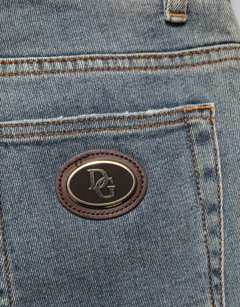 Dolce & Gabbana Blue Two Tone Cotton Men Skinny Denim Jeans Blauw