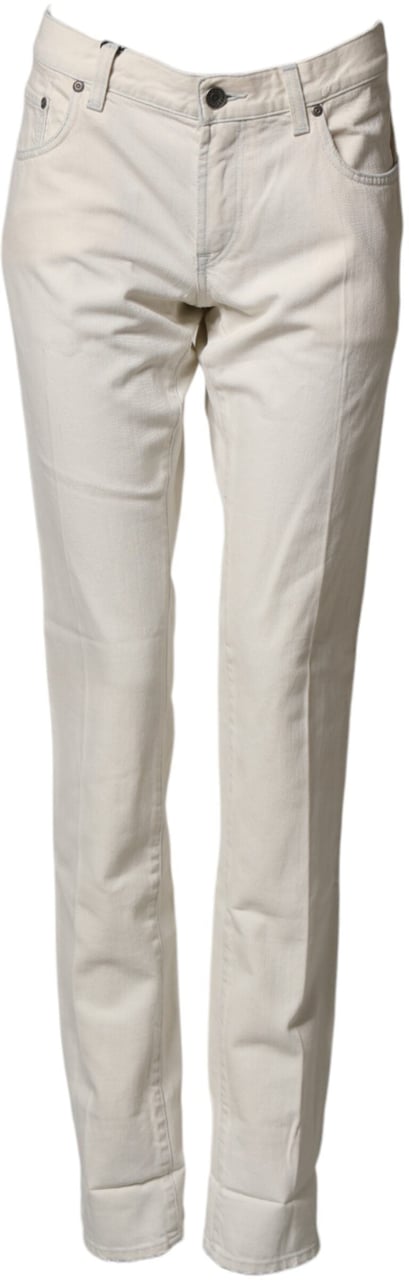 Dolce & Gabbana White Cotton Skinny Denim Trouser Men Jeans Wit