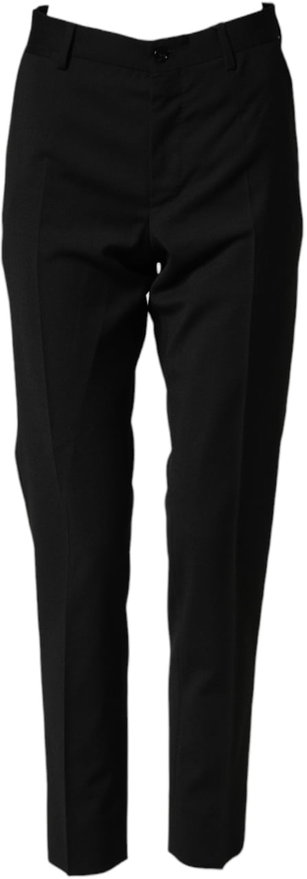 Dolce & Gabbana Black Wool Formal Dress Men Trouser Pants Zwart