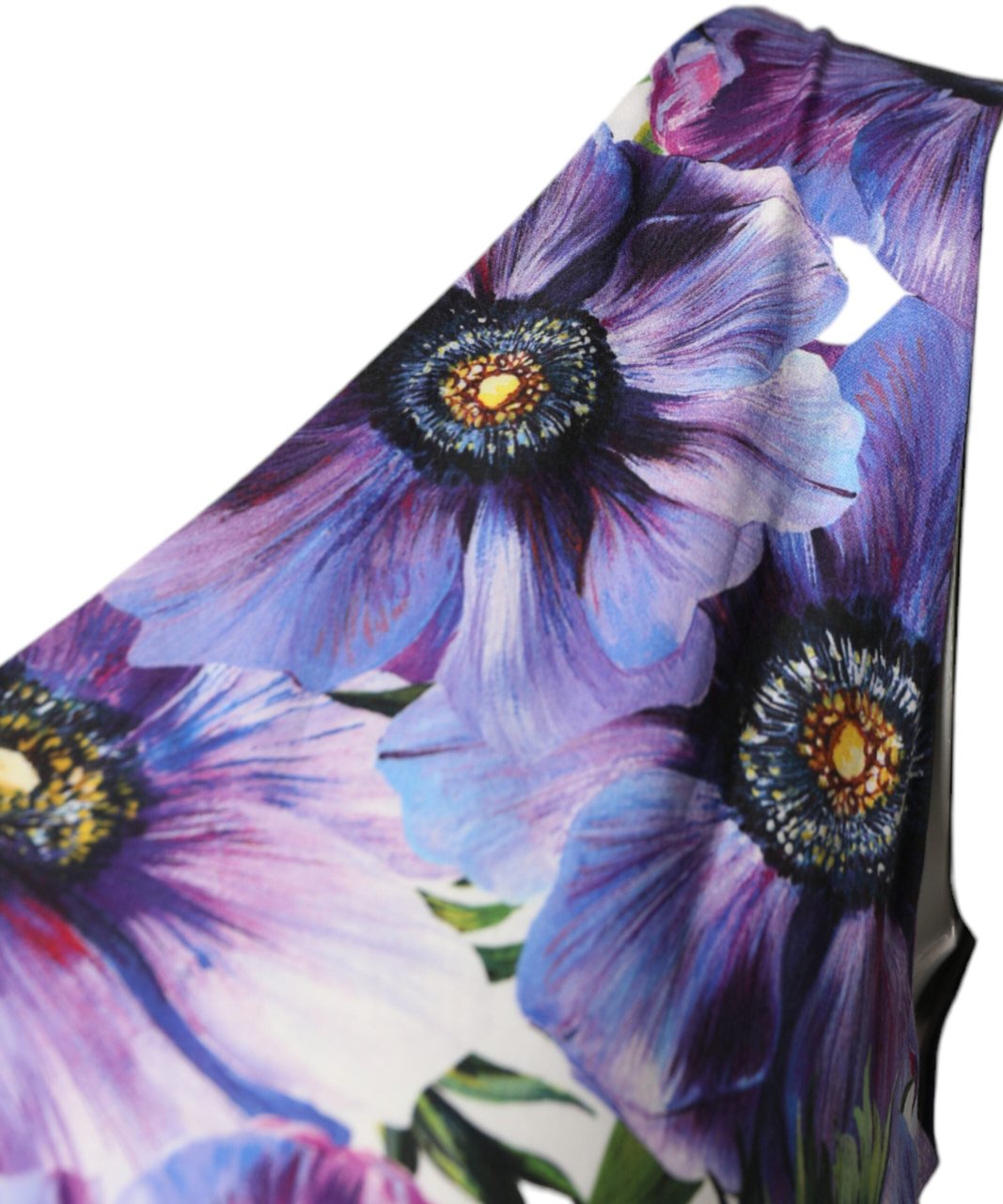 Dolce & Gabbana Purple Anemone Print Pleated Midi Dress Paars