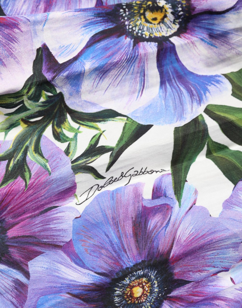 Dolce & Gabbana Purple Anemone Print Pleated Midi Dress Paars