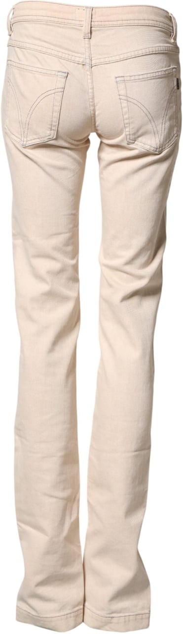 Dolce & Gabbana Beige Low Waist Cotton Slim Fit Denim Trousers Jeans Beige