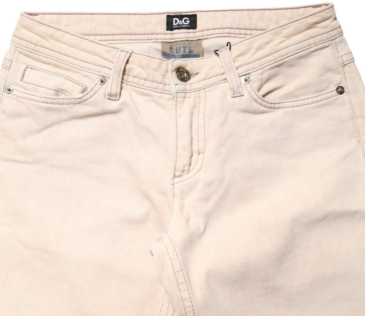 Dolce & Gabbana Beige Low Waist Cotton Slim Fit Denim Trousers Jeans Beige
