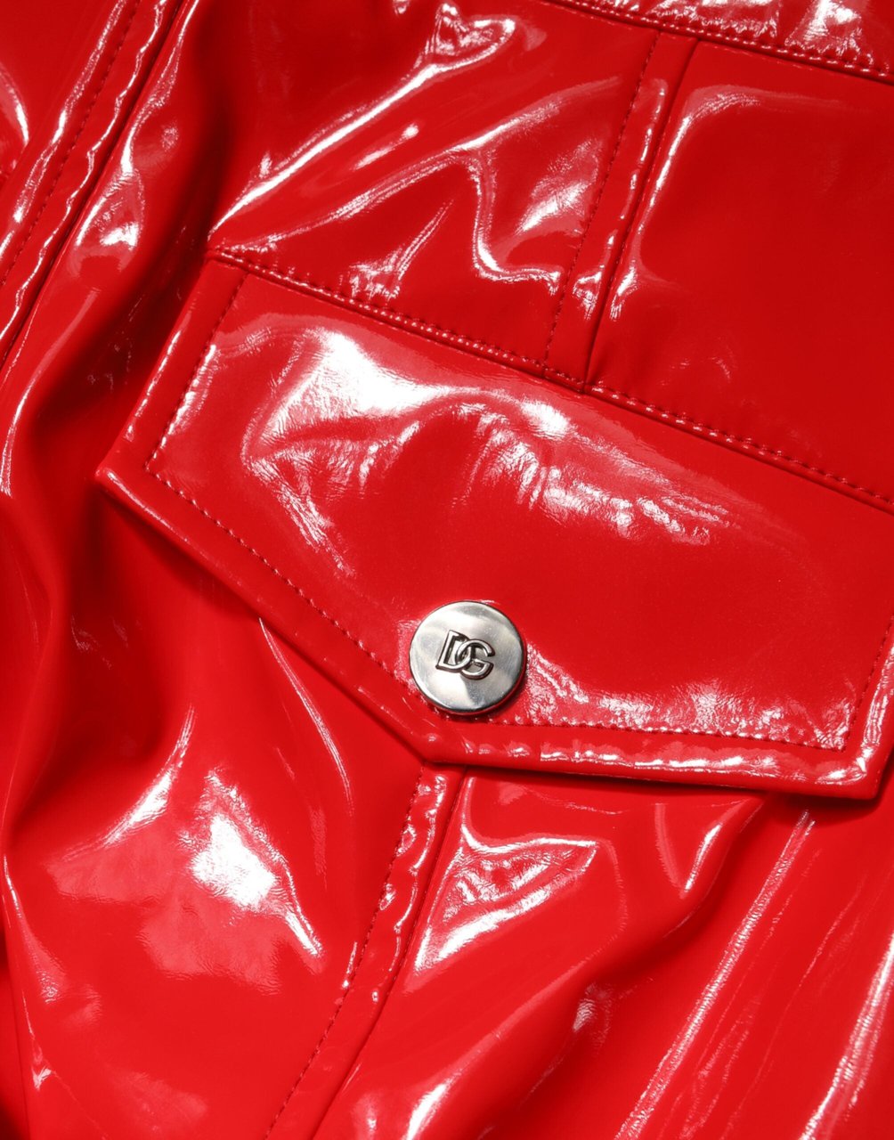 Dolce & Gabbana Red Glossy Polyester Cargo Boot Cut Pants Rood