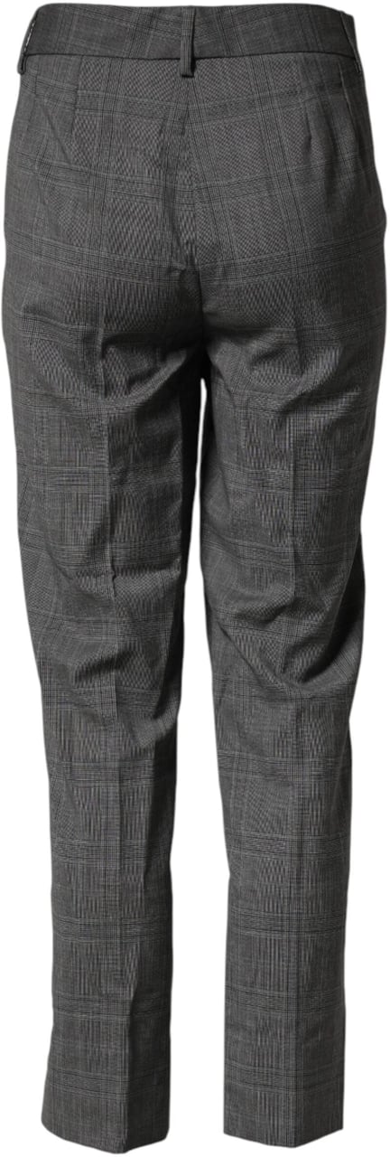 Dolce & Gabbana Dark Gray Check Tartan VirginWool Dress Pants Grijs