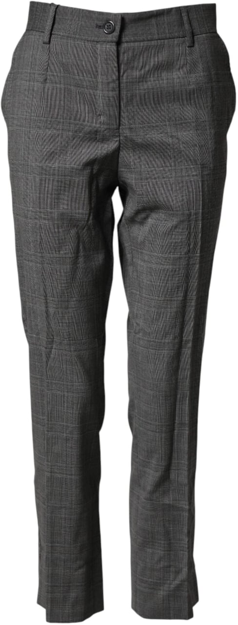 Dolce & Gabbana Dark Gray Check Tartan VirginWool Dress Pants Grijs