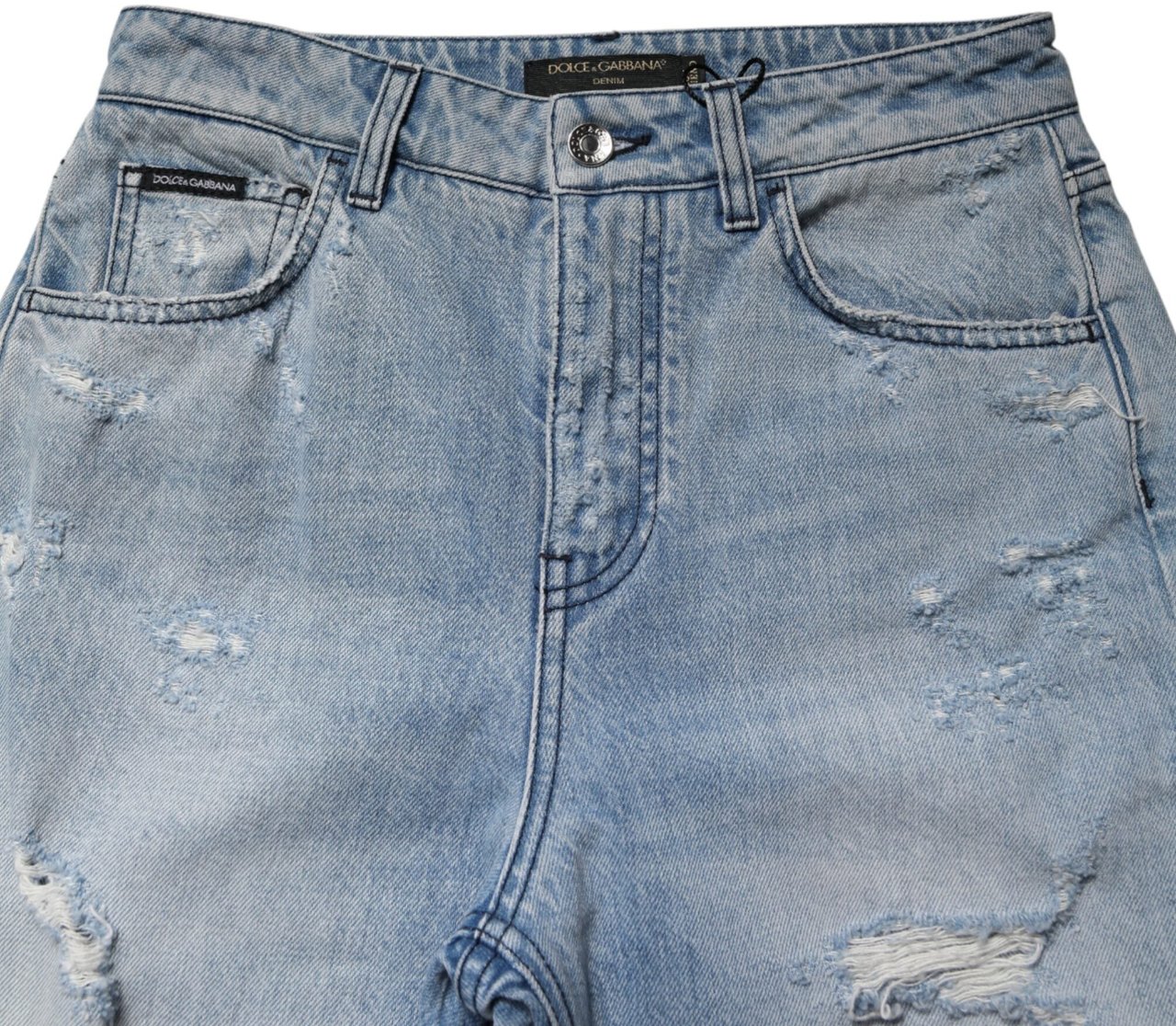 Dolce & Gabbana LightBlue Ripped Washed BOYFRIEND Denim Jeans Blauw