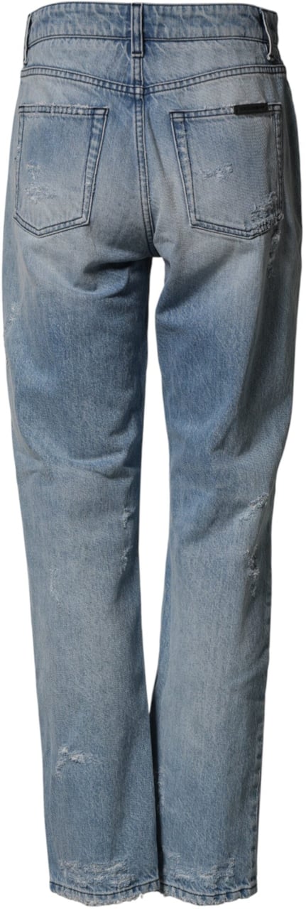 Dolce & Gabbana LightBlue Ripped Washed BOYFRIEND Denim Jeans Blauw