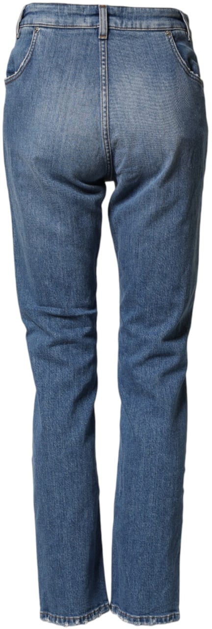 Dolce & Gabbana Blue Distressed Washed Cotton Denim Jeans Blauw