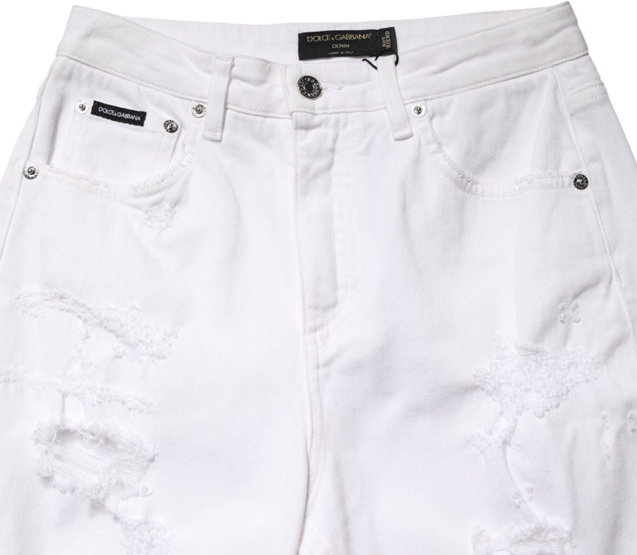 Dolce & Gabbana White Distressed Cotton BOYFRIEND Denim Jeans Wit