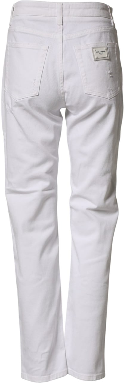 Dolce & Gabbana White Distressed Cotton BOYFRIEND Denim Jeans Wit