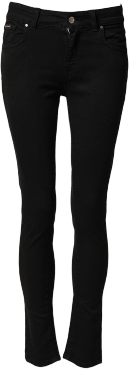 Dolce & Gabbana Black Cotton Skinny Mid Waist Denim Jeans Zwart
