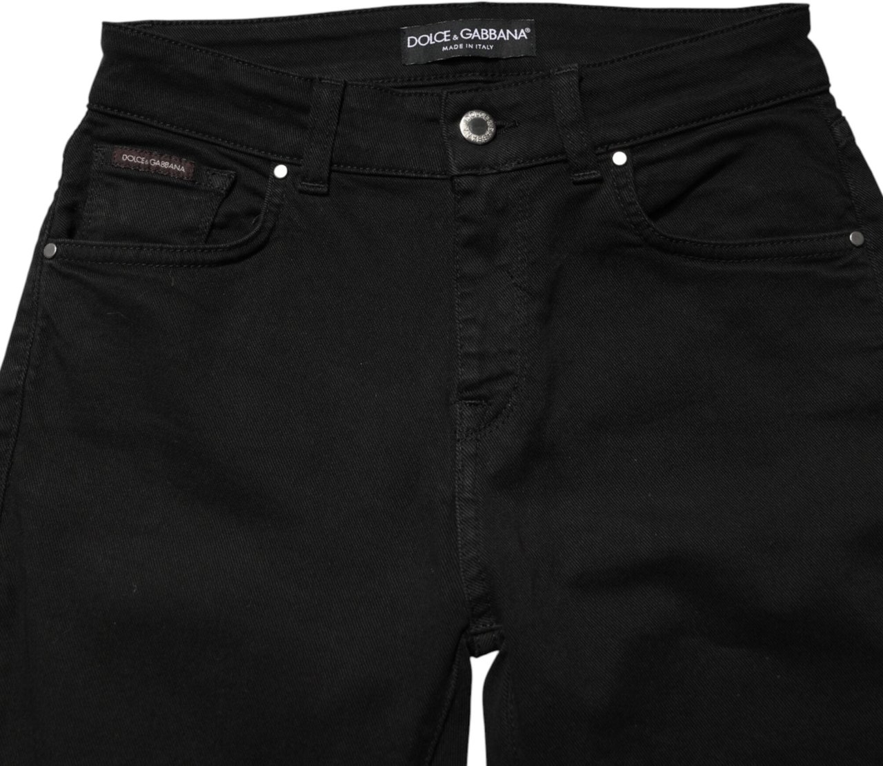 Dolce & Gabbana Black Cotton Skinny Mid Waist Denim Jeans Zwart