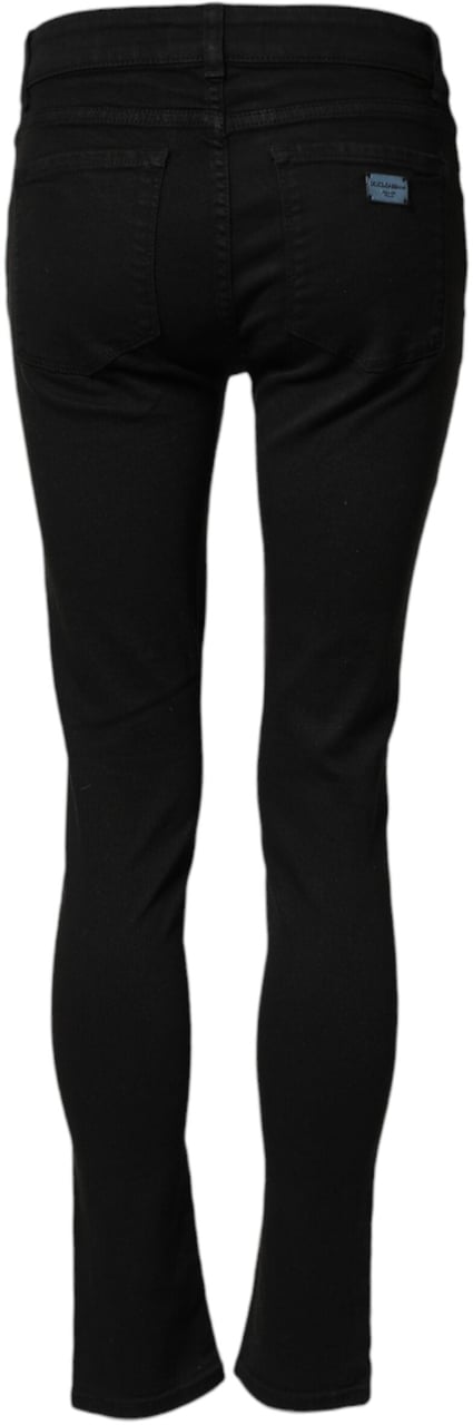 Dolce & Gabbana Black Cotton Skinny Mid Waist Denim Jeans Zwart