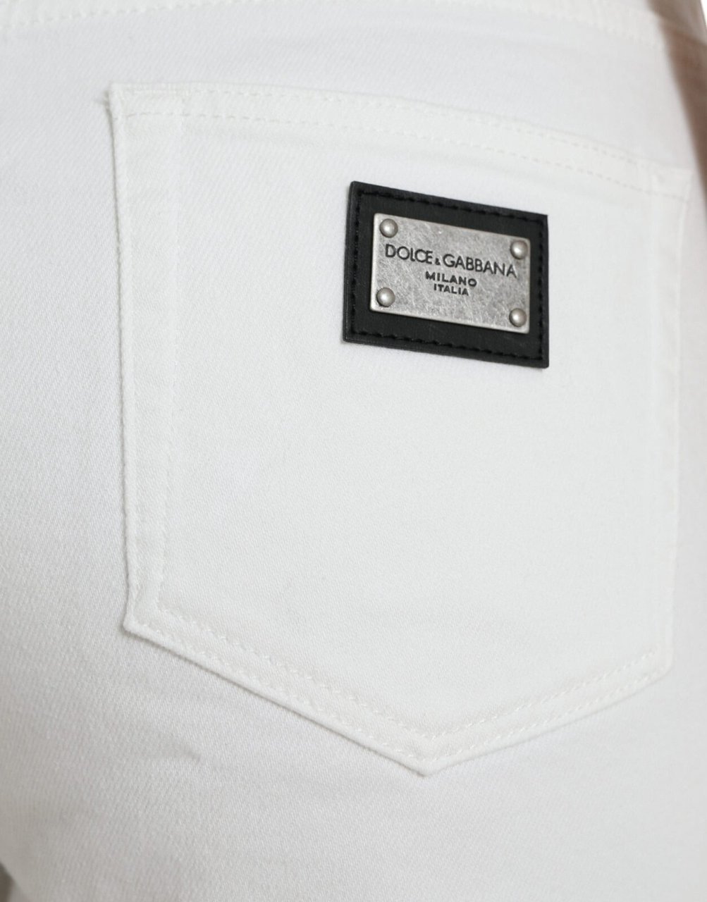 Dolce & Gabbana Wide Leg White Cotton Cropped Denim Jeans Wit