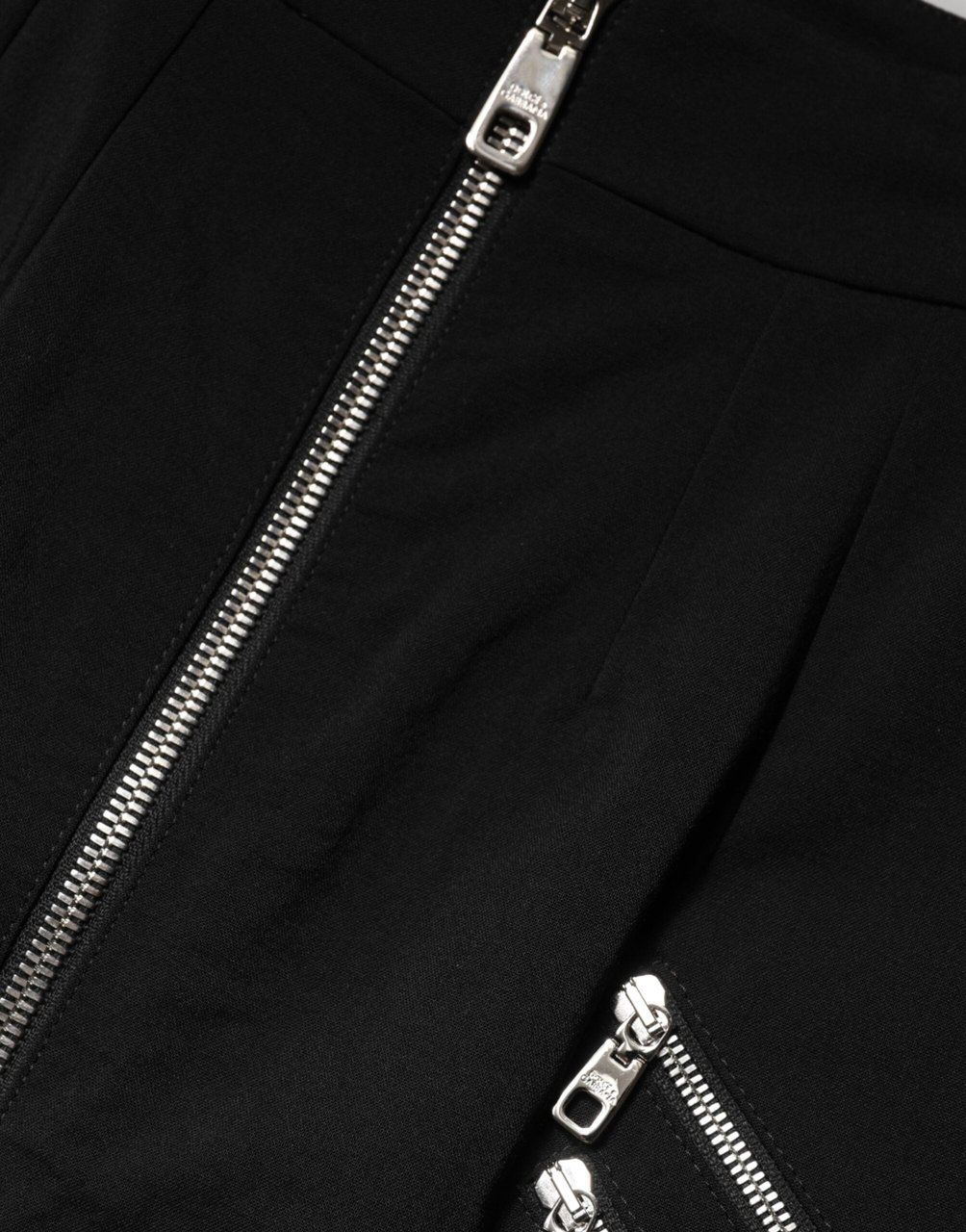 Dolce & Gabbana Black Polyester Zipper High Waist Mini Skirt Zwart